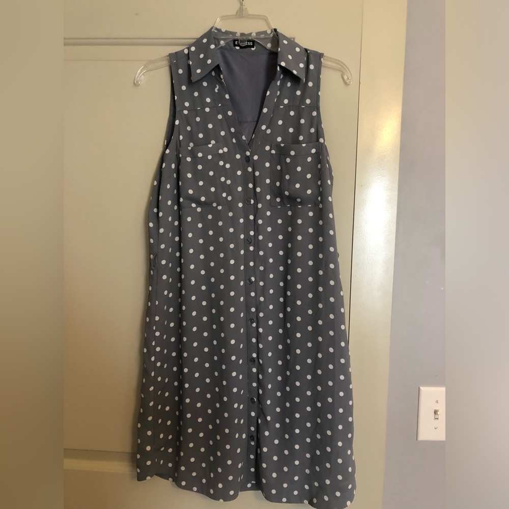 Gray Summer Polka Dot Dress